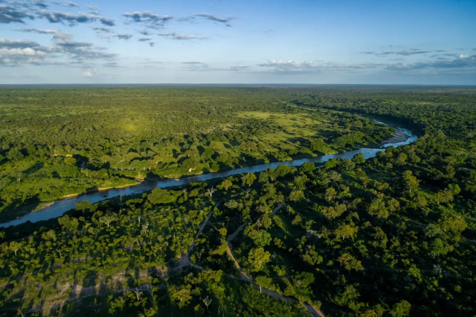 La riserva di Sabi Sand vista dall'alto